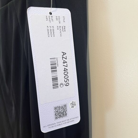 Azazie Jhene One Shoulder Pleated Side Slit Maxi Dress Black Size A10 - Picture 7 of 10